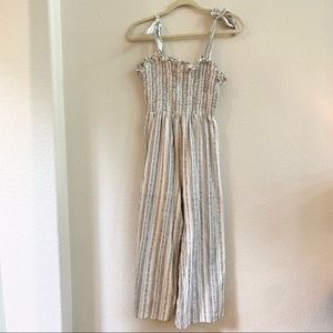 Sienna Sky Smocked Striped Jumpsuit Wide Leg Romper SZ M
